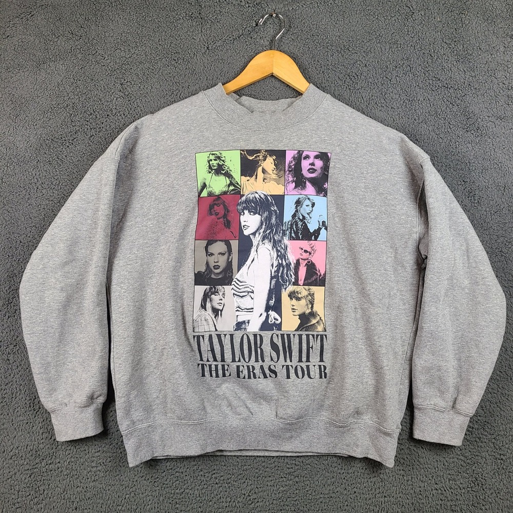 Taylor Swift The Eras Tour Sweatshirt Heather Gray Graphic Pullover Medium